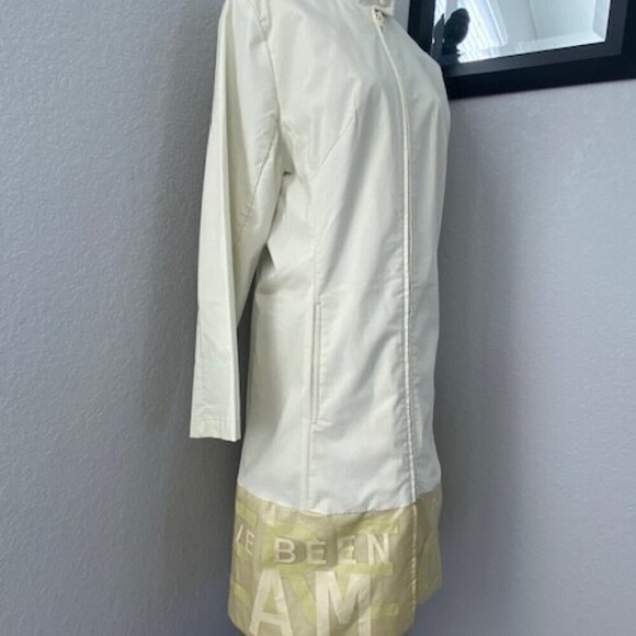 VINTAGE Street Style Pale Green Nylon Long Windbreaker Coat Medium - Picture 5 of 16